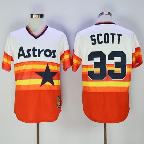 Astros #33 Mike Scott White/Orange 1980 Turn Back The Clock Stitched MLB Jersey